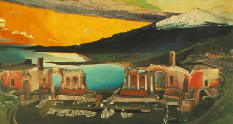 Tivadar Kosztka Csontvary Ruins of the Ancient theatre of Taormina oil painting picture